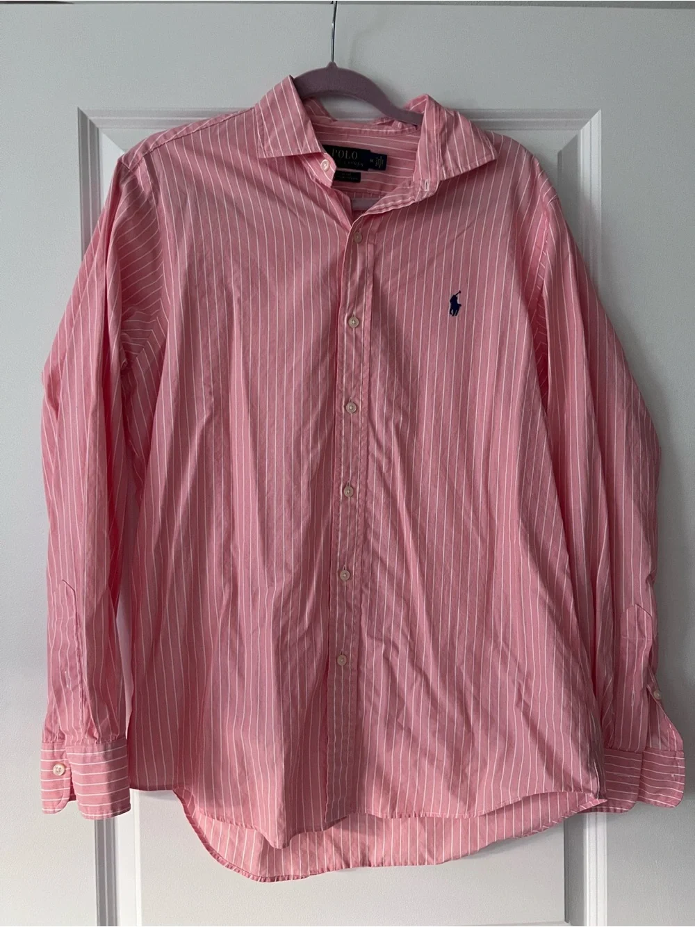 Polo by Ralph Lauren Pink and White Striped Button-Down Shirt